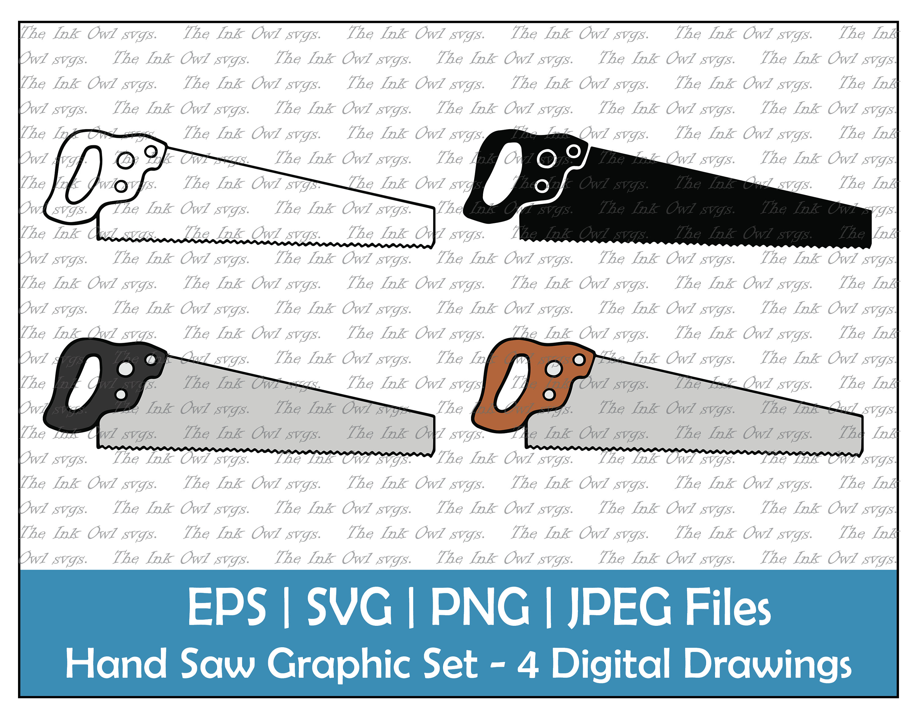 Hand Saw Tool Vector Clipart / Outline Stamp Silhouette & Etsy