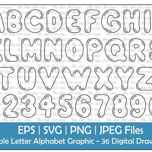 Bubble Letter Alphabet and Numbers Vector Clipart / Outline - Etsy Norway Bubble letter alphabet and numbers vector clipart / outline - etsy norway