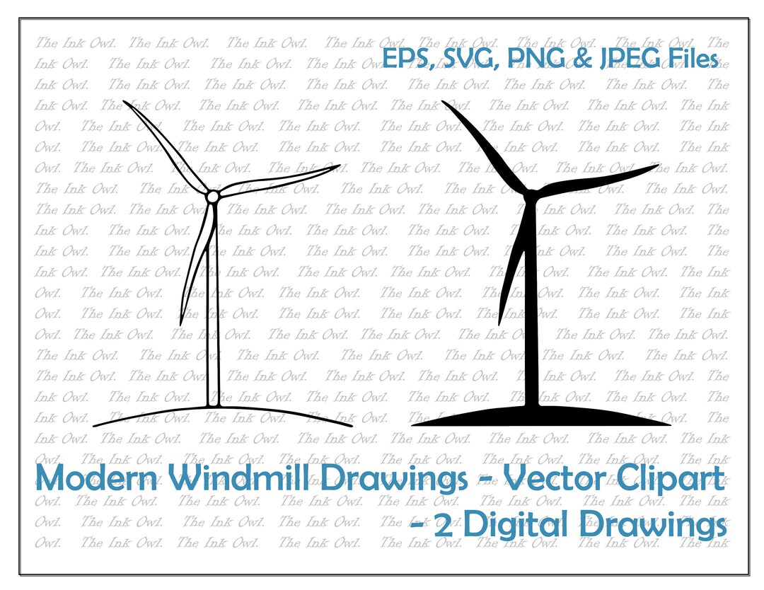 Buy Modern Windmill Vector Clipart / Outline & Stamp Drawing Online in  India - Etsy