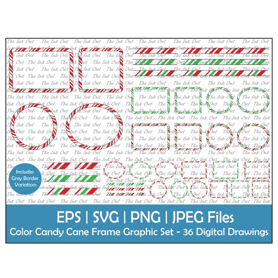 Candy Cane Frame Border Clipart / Red & Green Color Graphic / Etsy