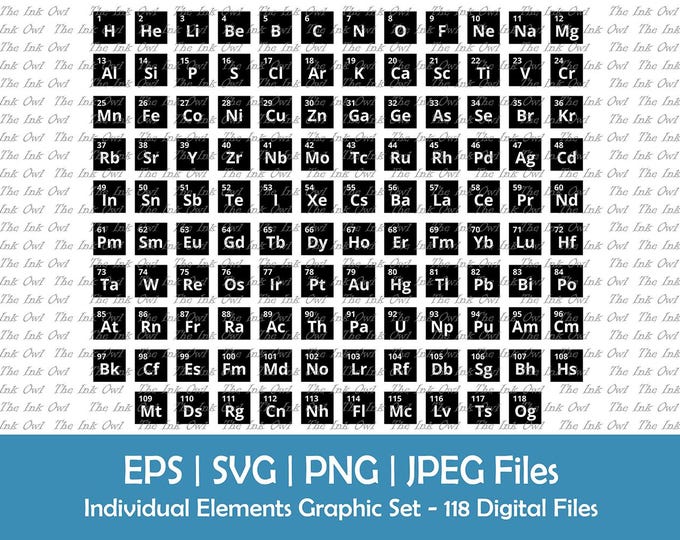 Periodic Table of the Elements SVG PNG DXF Layered by Color Graphic ...