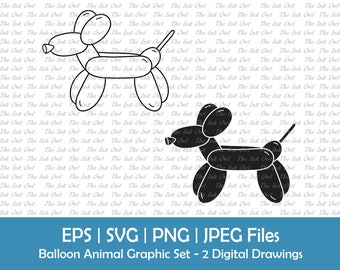 Ballongdjur Hund Vektor Clipart / Kontur & Silhuett Grafik / Klipp Fil Sublimering / Png, Jpg, Svg, Eps