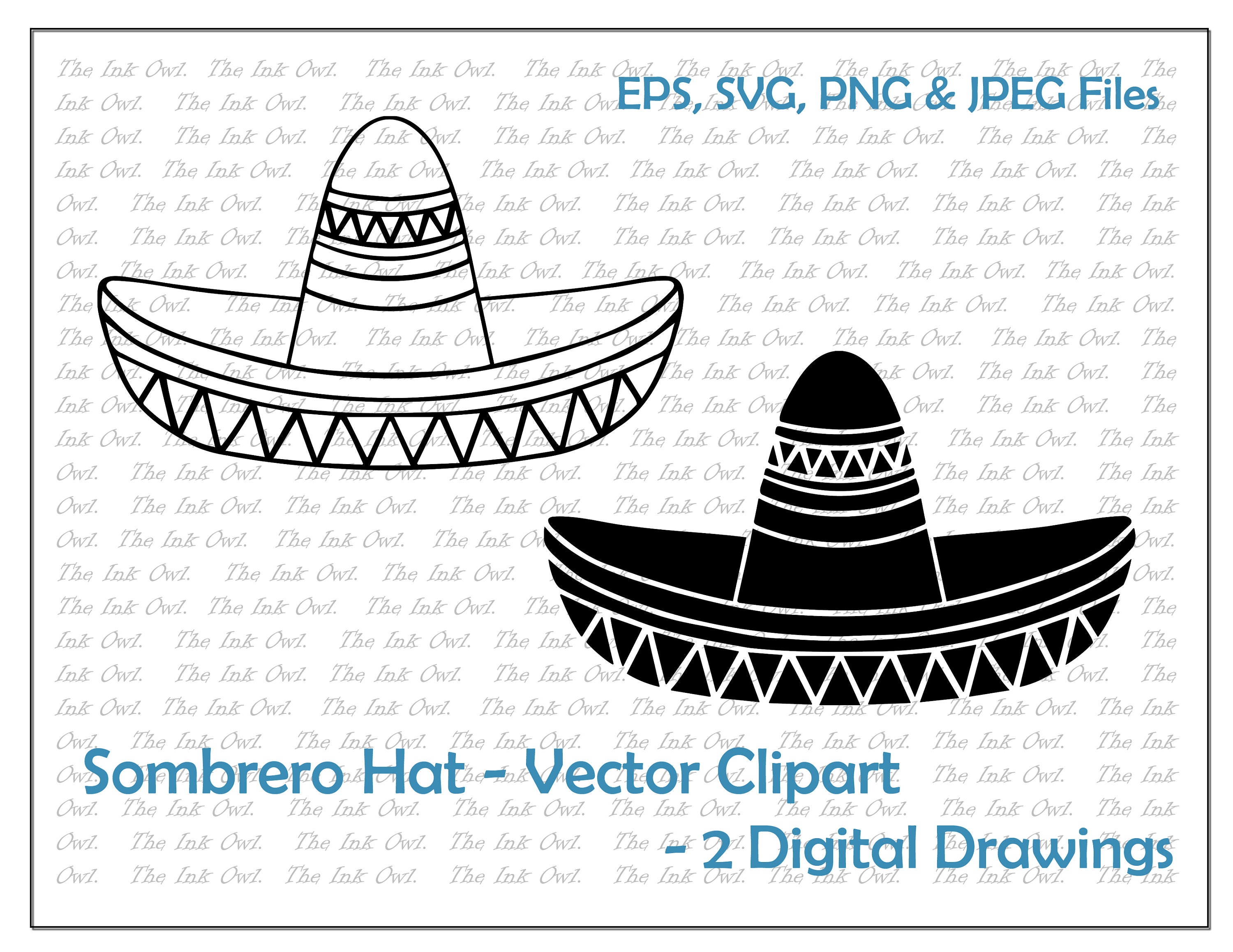Sombrero Hat Vector Clipart / Outline & Stamp Drawing - Etsy New Zealand