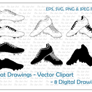 Chaussures à crampons pour le football / Ensemble de cliparts de football / Graphiques de contour et de timbre / Utilisation commerciale PNG, JPG, SVG, Eps