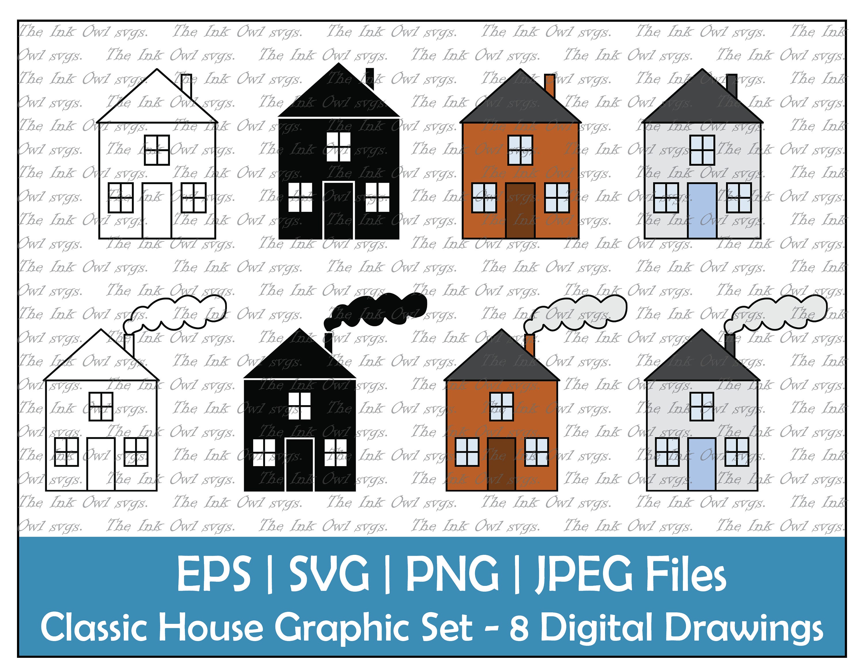 Simple Classic House Dibujo Vector Clipart / Contorno Silueta Etsy México