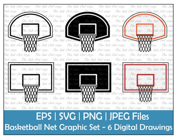 Basketball Net Vector Clipart / Outline & Stamp Graphic / Gym