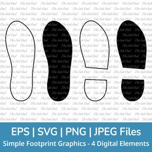 Schuh Fuß Abdruck Clipart Set / Umriss & Stempel Silhouette Grafik / Einfache Schritte / Png, Jpg, SVG, Eps