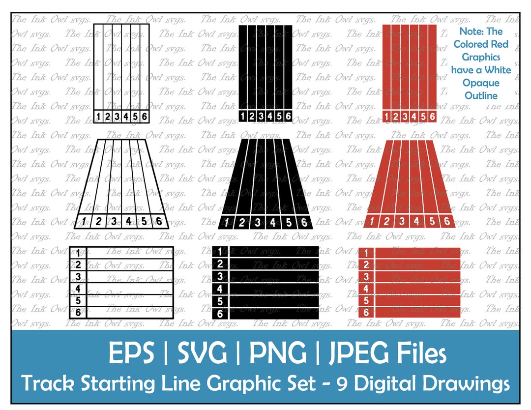 Running Track Starting Line Clipart Set / Outline &amp; Stamp Graphic ...