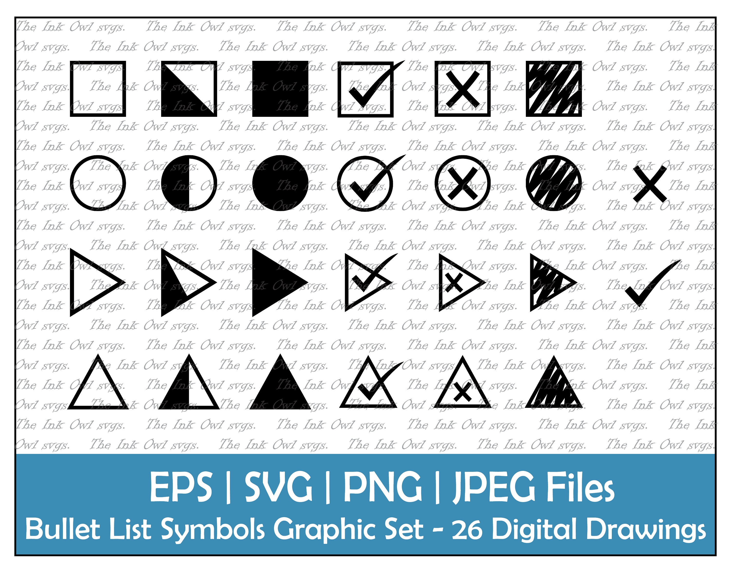 Bullet List Symbol Icons for Planner or Journal / Open