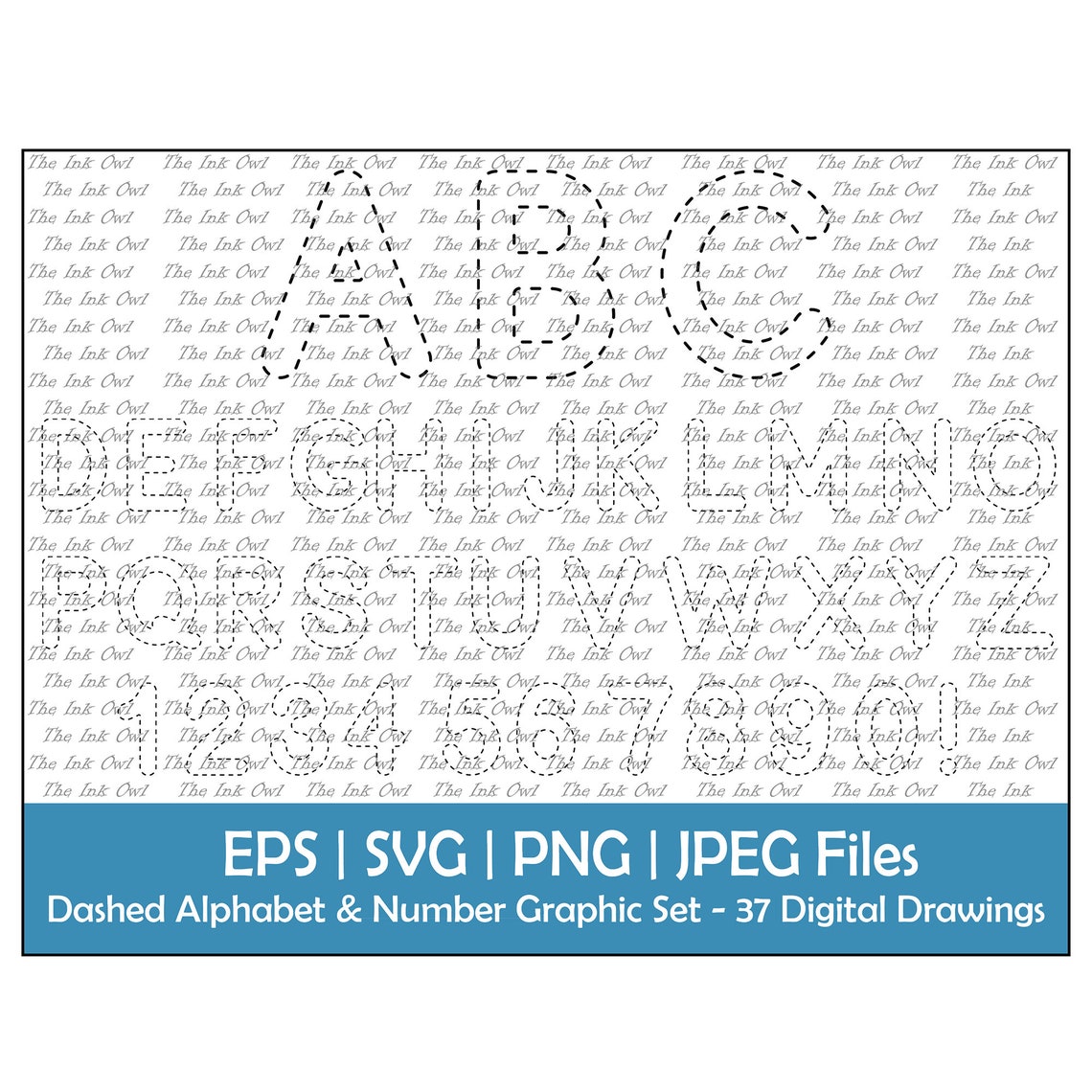 Dashed Line Alphabet Letter and Number Vector Clipart / for Tracing ...