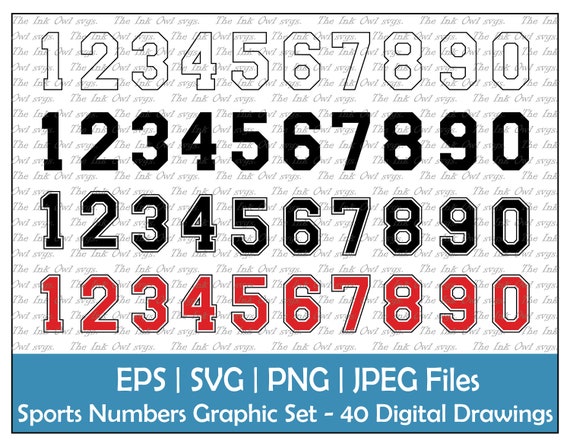 Sports or Academic Numbers Vector Clipart / College Style Graphics