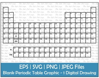 Blank Periodic Table Template Vector Clipart Set / Outline Drawing Graphic / Science Element Graphic / PNG, JPG, SVG, Eps