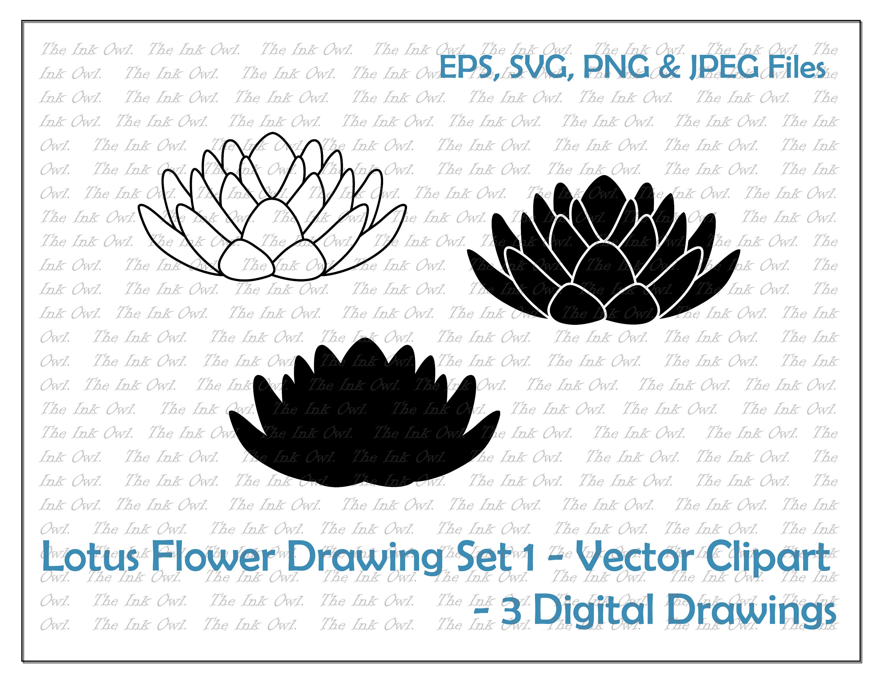 Lotus Blume Zeichnung Vektor Clipart Set Umriss Silhouette Etsy