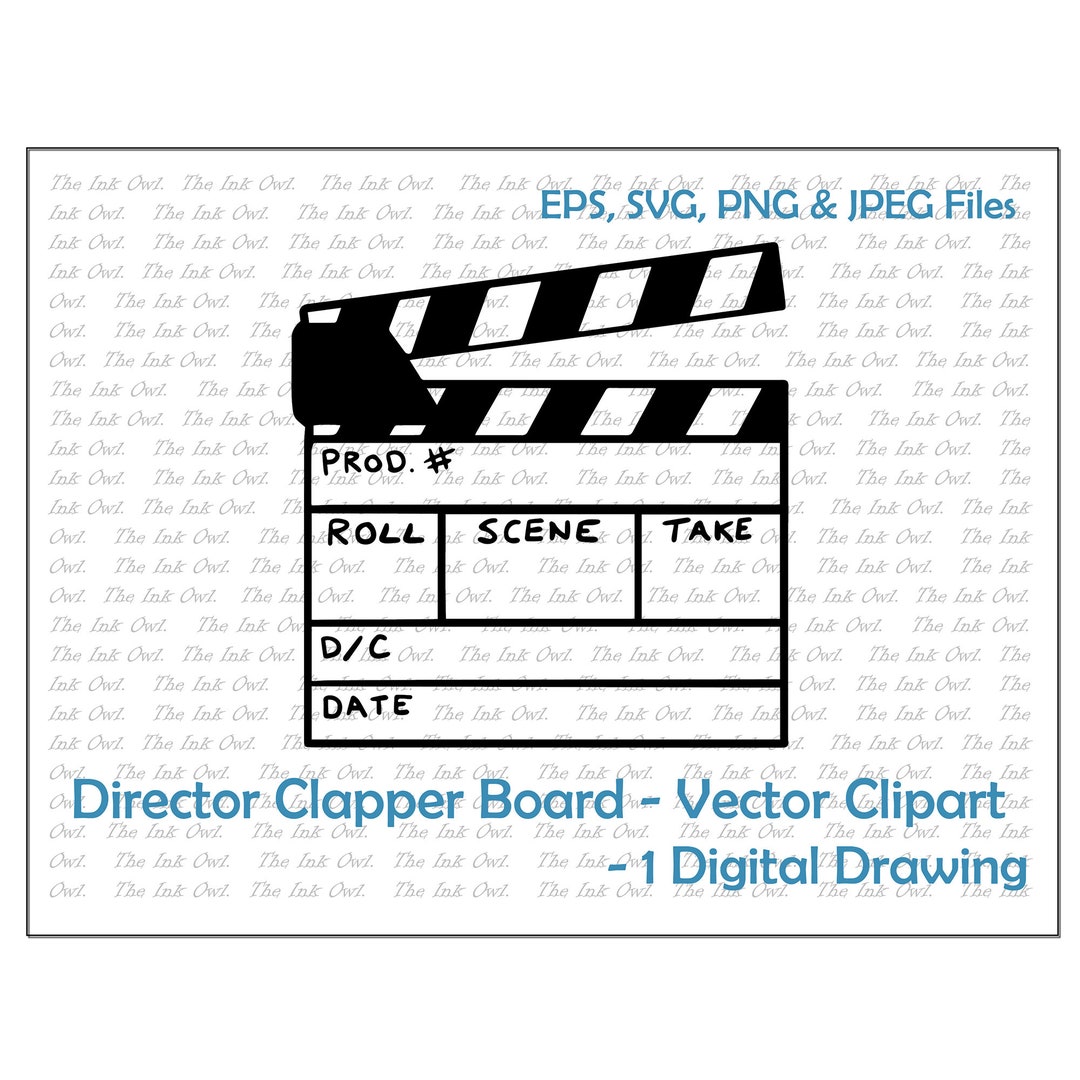 Director Clapper Board Vector Clipart / Outline Film Movie Themed ...