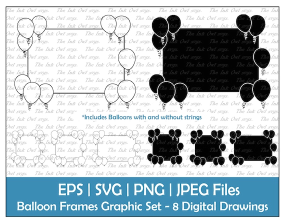Balloon Frame Border Card Clipart Set / Outline and Stamp Graphics / Party  Decorative Element / Square and Rectangle / PNG, JPG, SVG, Eps -  Canada