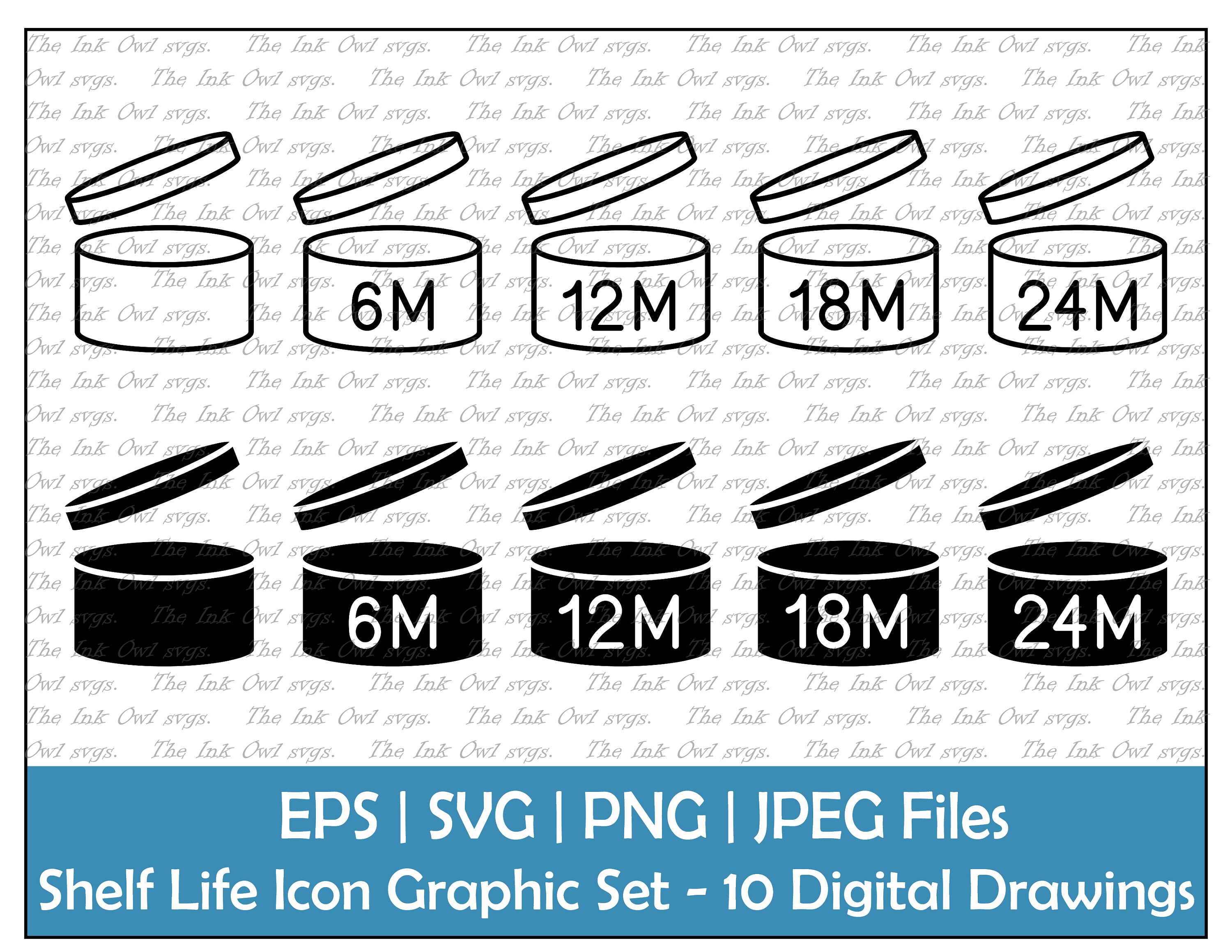 Product Shelf Life Icon Vector Clipart Set / Outline & Stamp Etsy UK