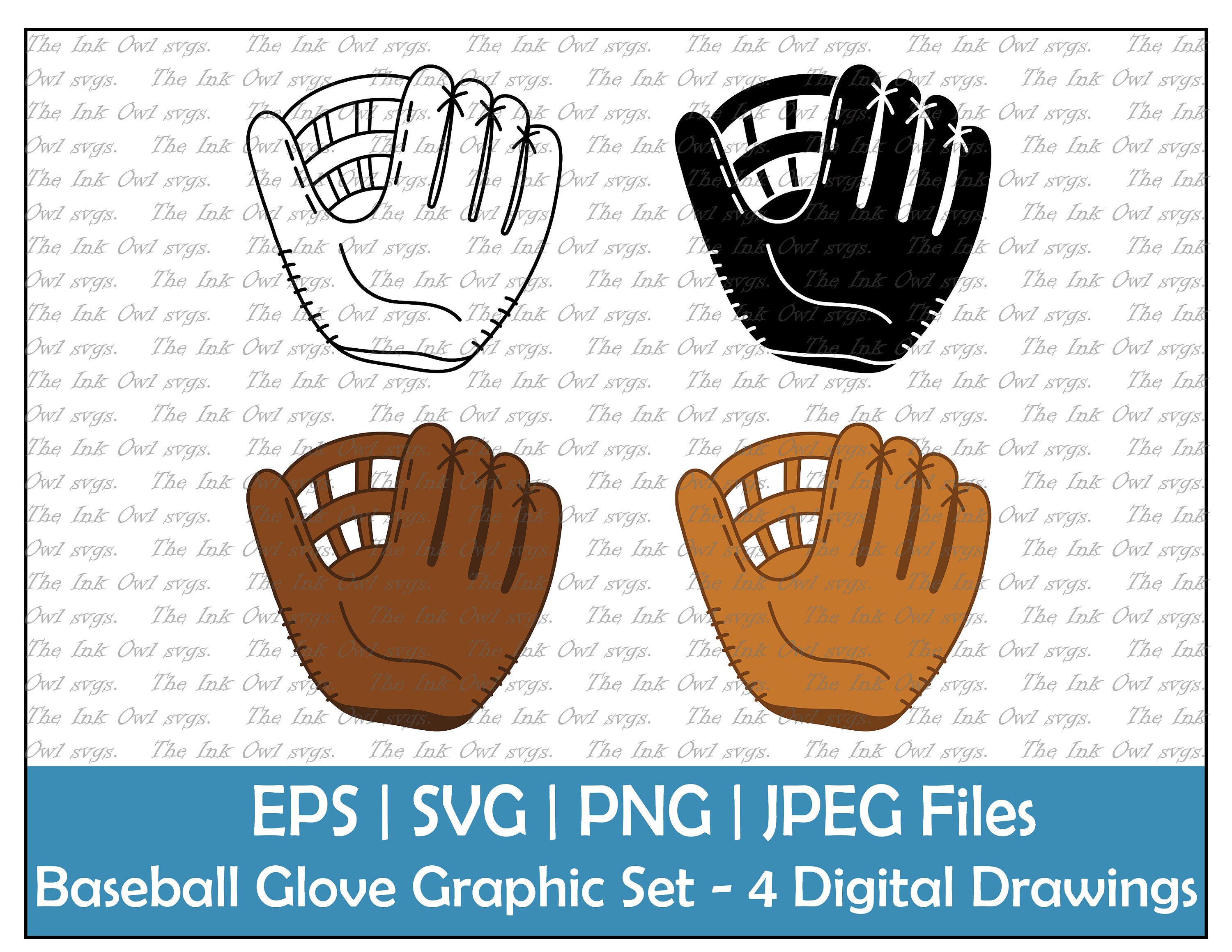 Baseball Glove Vector Clipart Set / Outline & Stamp Etsy