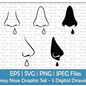 Runny Nose Vector Clipart Set / Outline & Stamp Drawing Graphic / Cold Sick Flu icoon / Commercieel gebruik / PNG, JPG, SVG, Eps