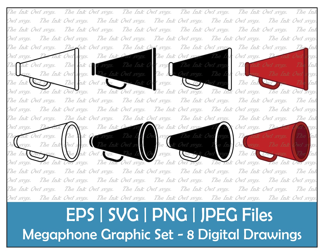 Megaphone Cheerleader Vector Clipart Set / Outline Stamp and - Etsy