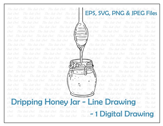 Download Free Dripping Honey Jar Line Drawing Clipart Set Png Jpg Svg Etsy SVG Cut Files