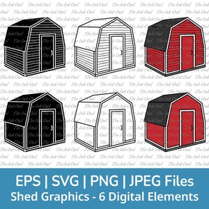 Werkzeugschuppen svg Vektor Clipart / Umriss, Silhouette & Farbgrafik Illustrationen / Hinterhof Lagerhaus / Png, Jpg, svg, eps