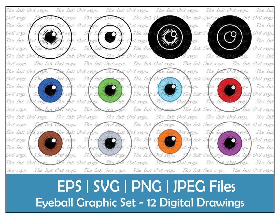 Eyeballs Vector Clipart Set / Outline Stamp & Color Drawing - Etsy