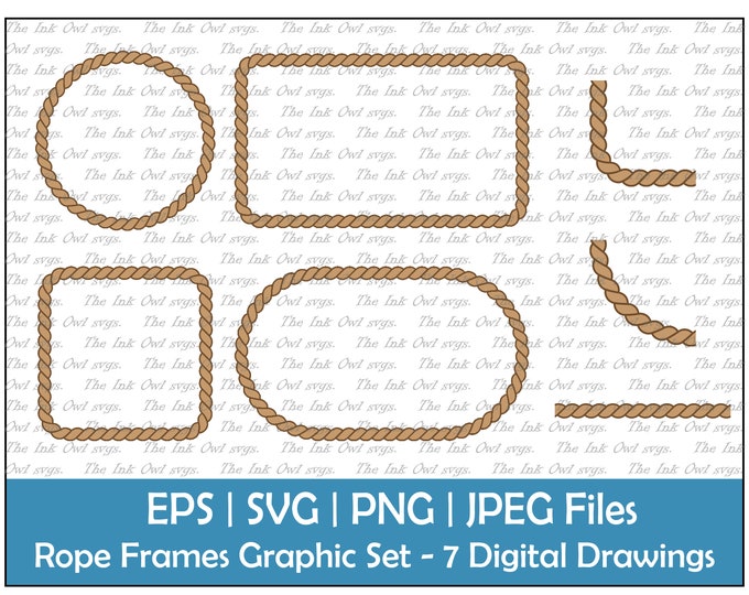 Rope Frame SVG Bundle, Rope Oval Svg, Rope Square SVG, Rope Heart Svg