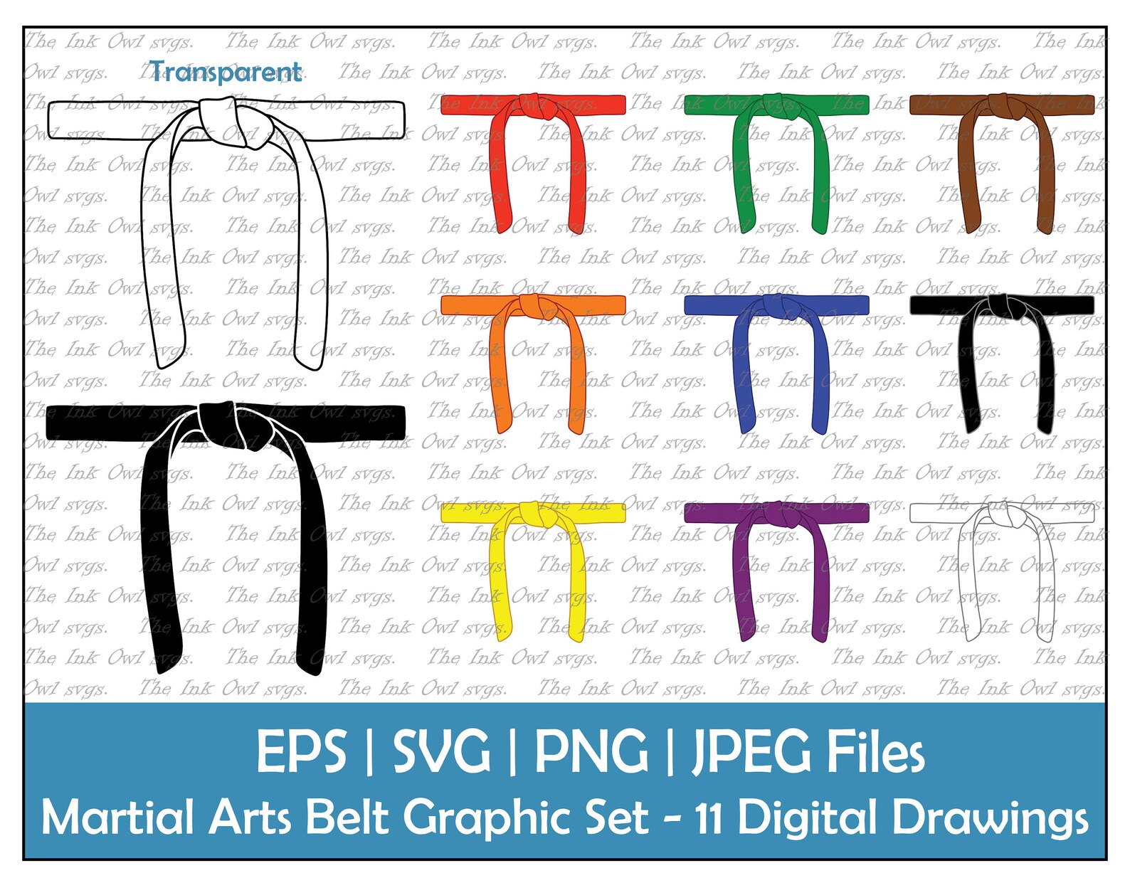 Karate Belt With Colors Clipart Set / Outline & Stamp Drawing Etsy UK
