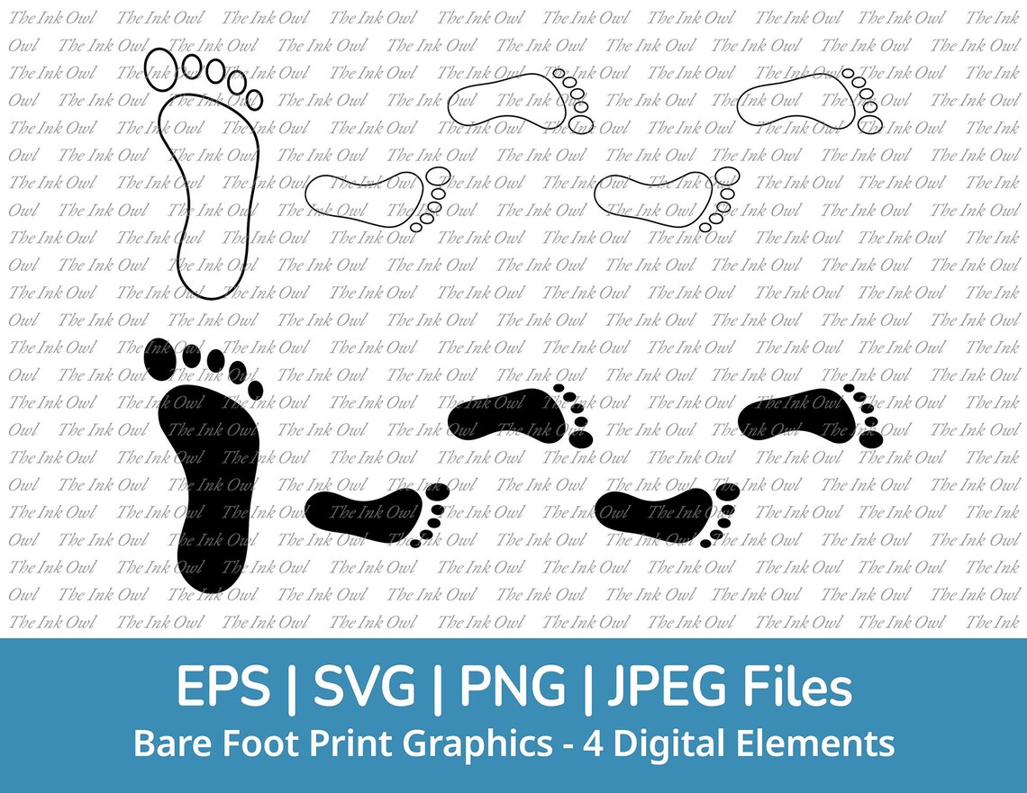 Bare Foot Print and Walking Tracks Svg Clipart Set / Outline & Stamp ...