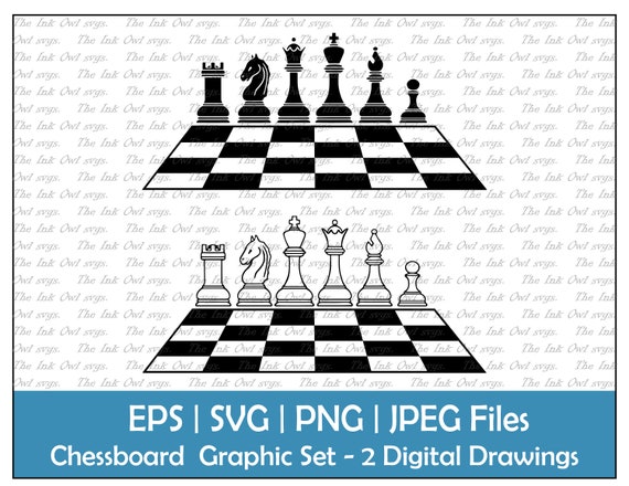 Angled Chess Game Vector Clipart Set / King, Queen, Bishop, Rooke, Knight,  Castle, Pawn Drawing Graphic / PNG, JPG, SVG, Eps