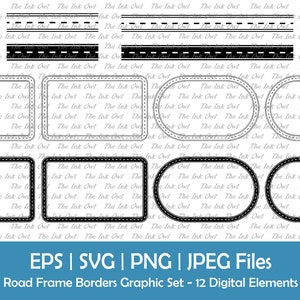 Racebaan weg framerand clipart/omtrek & stempel decoratief element/vierkant, cirkel, rechthoek, ovaal/racen/svg, png, jpg, eps