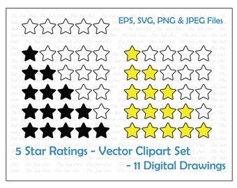 Valutazione a 5 stelle/recensione Grafica vettoriale SVG - Grafica nera e oro/PNG, JPG, SVG, file EPS