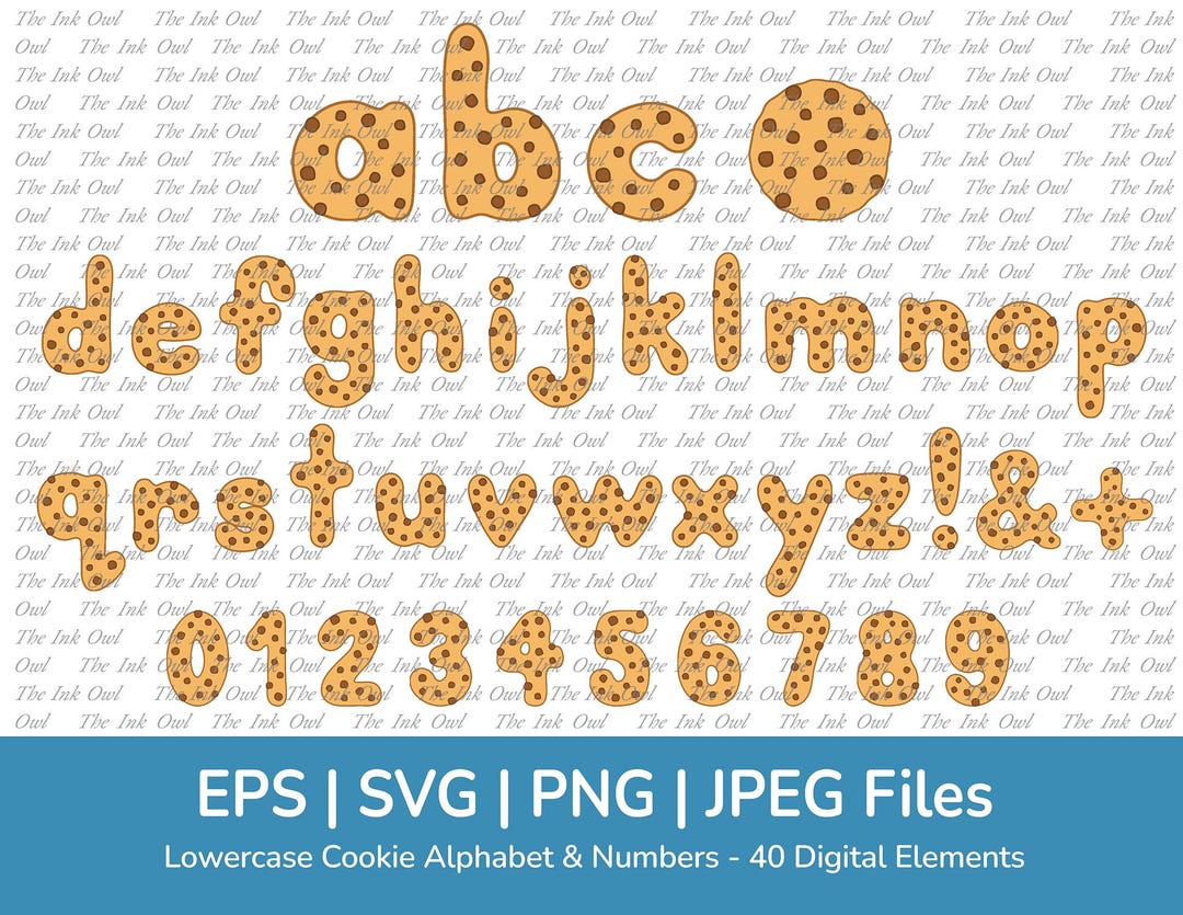 チョコレート チップ クッキーの小文字のアルファベットと数字の