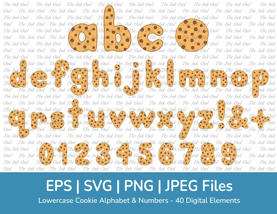 チョコレート チップ クッキーの小文字のアルファベットと数字の
