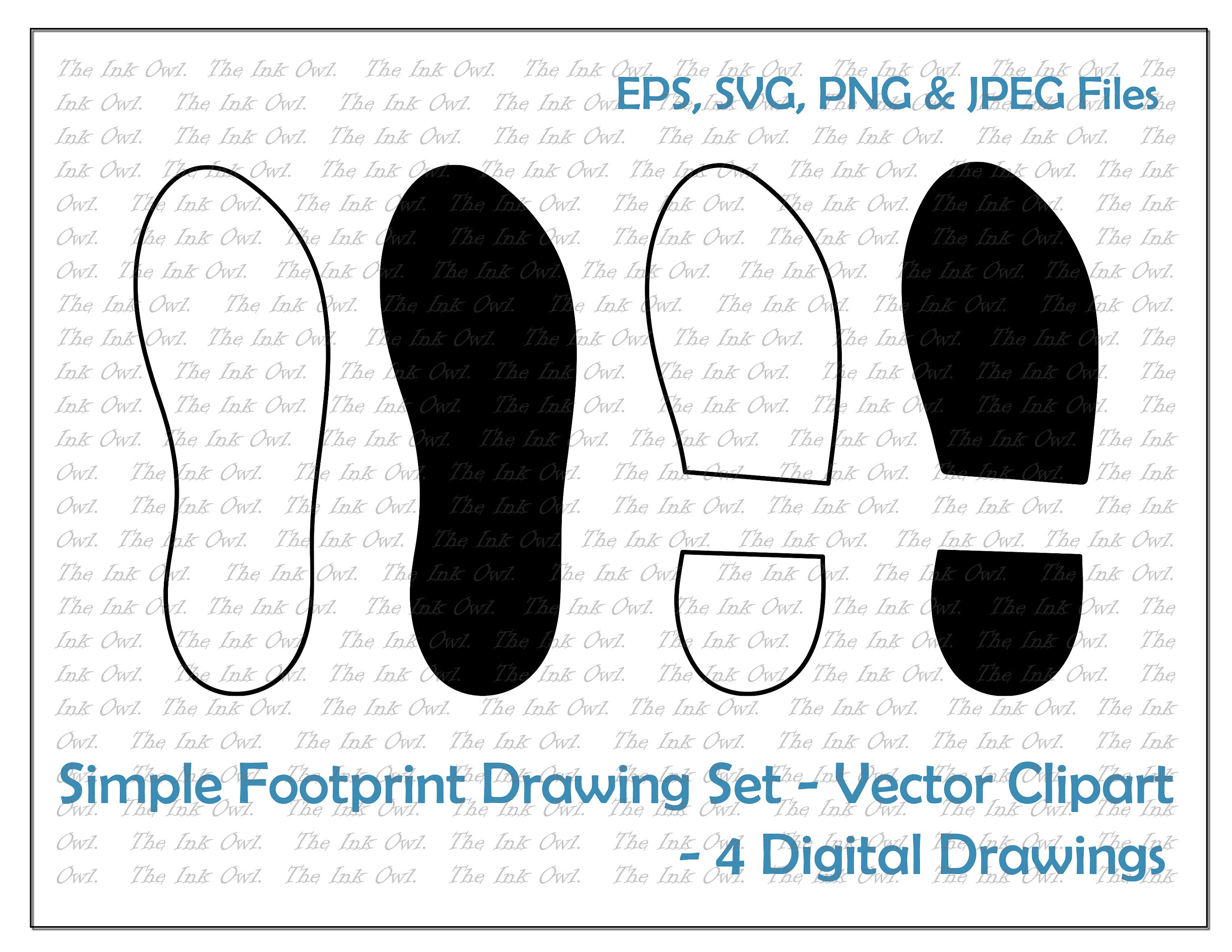Shoe Foot Print Vector Clipart Set / Outline &amp; Stamp Graphic ...