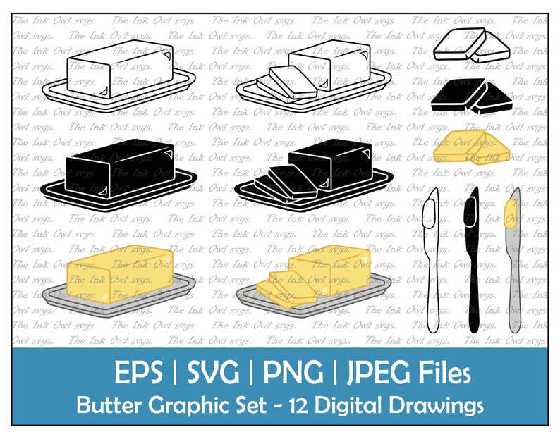 Butter Stick and Knife Vector Clipart Set / Outline Stamp and Etsy