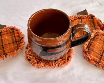 PUMPKIN Rag Quilt Scented Coasters Set/4