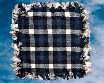 RAG QUILT SCENTED Coasters St/4  blue and white plaid