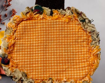 PUMPKIN Rag Quilt Scented Coasters Set/4