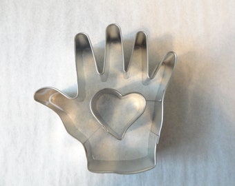 HEART in HAND Metal Cookie Cutter 4 inches