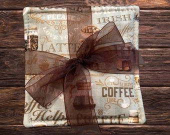 Scented Coffee Themed Coasters set/4   fabric  cloth