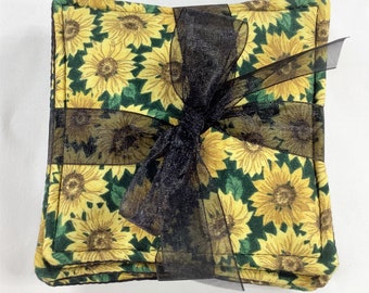 SUNFLOWERS Scented coasters  cloth  fabric set/4