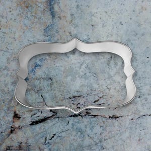 RECTANGLE PLAQUE  SIGN metal cookie cutter 4.25 inches long
