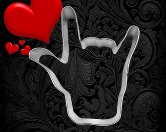 LOVE HANDS metal cookie cutter  about 4 inches tall