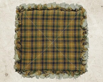 RAG QUILT SCENTED Coasters St/4  blue, green and tan plaid