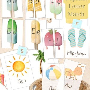 Actividades de verano para niños (PDF imprimible, preescolar), canasta matutina para habilidades de aprendizaje temprano, tarjetas didácticas, recursos para la educación en el hogar.