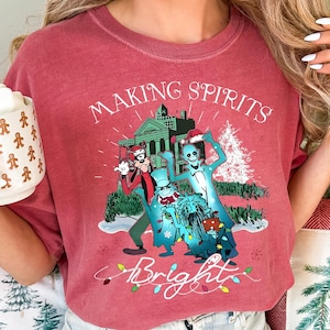 Comfort Colors® Goofy Making Spirits Bright T-shirt, Disney Goofy Christmas Shirt, Christmas Lights Tee, WDW Family Xmas Trip Long Sleeve