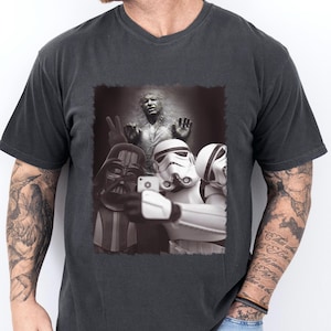 Comfort Colors® Star Wars Stormtrooper Darth Vader Selfie Shirt, Disney Star Wars T-shirt, Galaxy&#39;s Edge Tee, Star Wars Fan Gift Tee