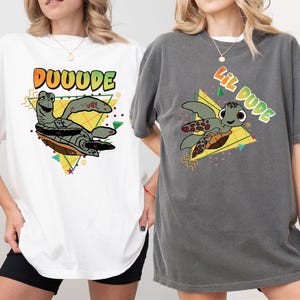 Findet Nemo Dude Lil Dude Comfort Colors® Shirt, Disney Squirt Dude T-Shirt, Nemo Crush Dude Tee, Disney World Paar passende Rundhalsausschnitt