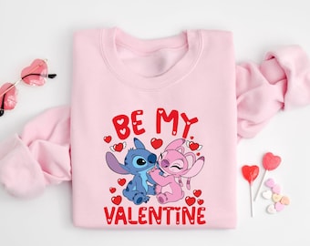 Disney Be My Valentine Stitch And Angel Sweatshirt, Disneyland Alla hjärtans dag-tröja, Disneyworld matchande par Alla hjärtans dag-tröja